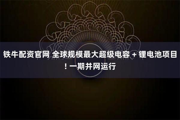 铁牛配资官网 全球规模最大超级电容 + 锂电池项目! 一期并网运行
